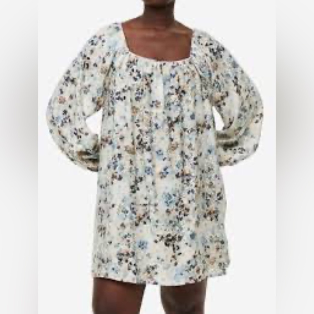 H&M oversized Floral Long Sleeve Dress
